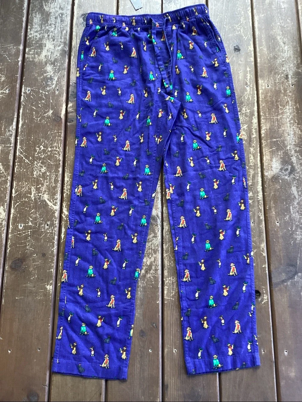 NWT J crew Christmas Dogs Pets Flannel pajama pant in print Mens Small